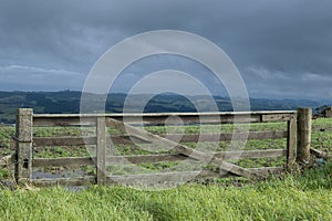 Farm Gate in sunshine with distant views
