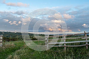 Farm gate with wooden fence at Chiloe Island, Chile