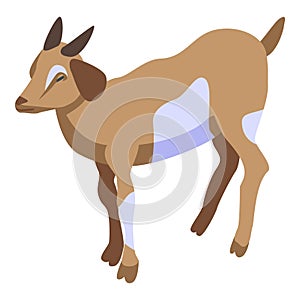 Farm goat icon, isometric style
