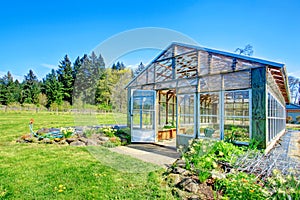 Farm with greenhouse photo