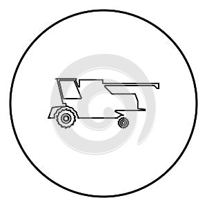Farm harvester for work on field Combine icon black color illustration in circle round