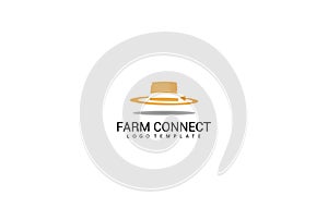 Farm hat connect logo template
