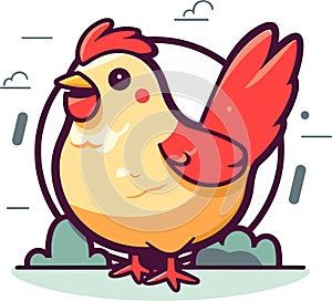 Farm hen chicken vector. Simple icon logo template