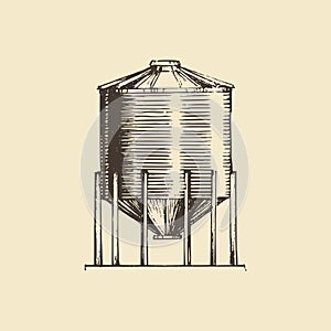 Farm hopper, drawn illustration. Sketch in vector.