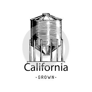 Farm hopper logo with California Grown lettering.