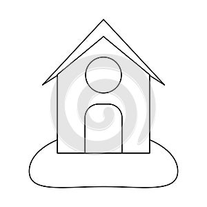 Farm house building symbol black and white