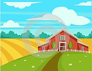 Farm house or farmer household agriculture scenery vector cartoon design