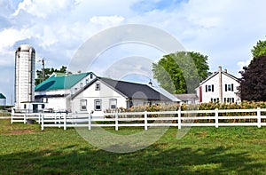 Farm house with field and silo