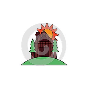 Farm house icon logo vector design template illustration