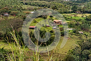 Farm house in its valley in Alajuela Province, Costa Rica