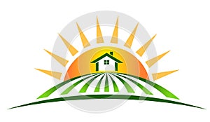 Farm House with sun