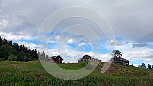 Farm Houses Leipikvattnet on Wilderness Road in Sweden
