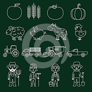 Farm icons set outline