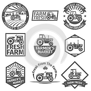 Farm labels with tractor