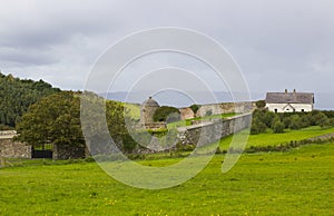 Farm labourer`s cottages beside the walled garden at Mussenden House on the Downhill Demesne on the north coast of County Londonde