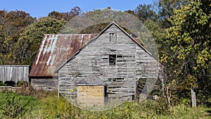 Farm landscape with aging barn