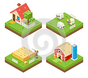 Farm Life isometric 3d Icon Real Estate Symbol