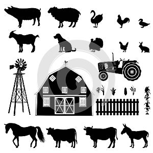 Farm life silhouette  illustration