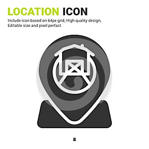 Farm location icon vector with glyph style isolated on white background. Vector illustration field sign symbol icon concept