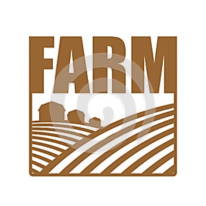 Farm logo. Agriculture sign. Arable land and farm lands