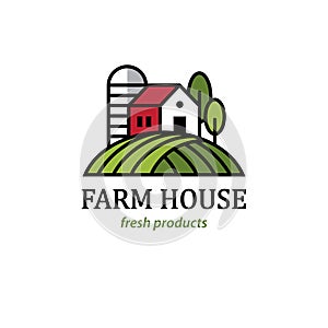 Farm logo with farmhouse and silo photo