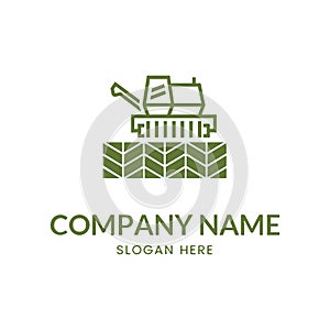 Farm logo. Template with farm landscape. Vector illustration