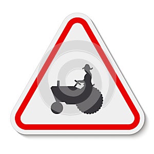 Farm Machinery Crossing Sign On White Background