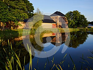 Farm mansion house by a lake in Denmark