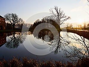 Farm mansion house by a lake in Denmark