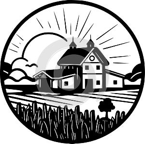 Farm - minimalist and simple silhouette - vector illustration