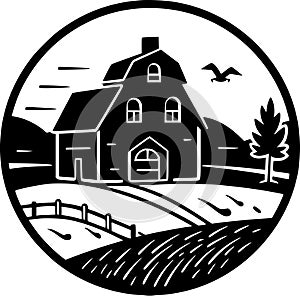 Farm - minimalist and simple silhouette - vector illustration