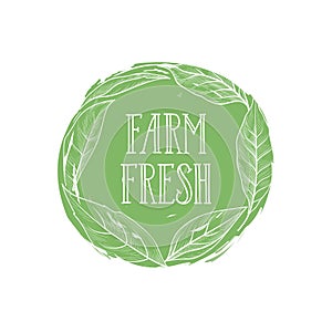 Farm natural product sign. Farm food lettering, floral label