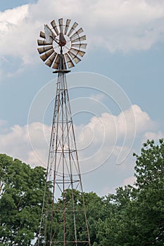 Farm old windmill for water in pennsylvania amish country