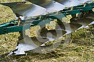 Farm plough for tillage closeup