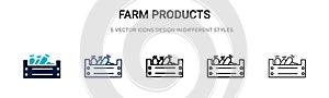 Farm products icon in filled, thin line, outline and stroke style. Vector illustration of two colored and black farm products