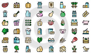 Farm products icons set vector flat