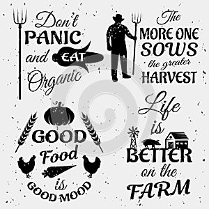 Farm Quotes Monochrome Set