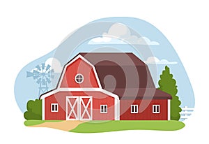 Farm red building vector