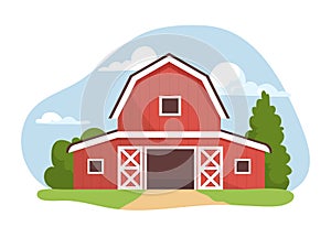 Farm red building vector