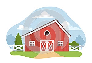 Farm red building vector