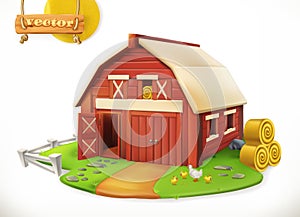 Farm. Red garden shed, vector icon