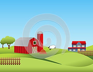 Farm with rolling hills