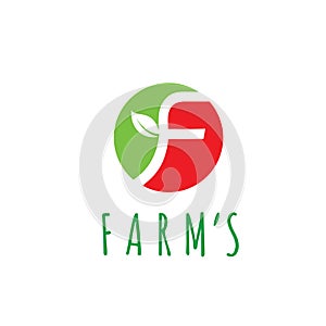 Farm`s fresh vector logo. Fruits and vegetables icon. Bio food label design