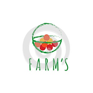 Farm`s fresh vector logo. Fruits and vegetables icon. Bio food label design