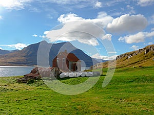 Farm in SeyÃ°isfjÃ¶rÃ°ur fjord in Iceland