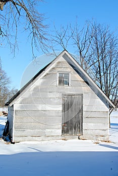 Farm shed in winter