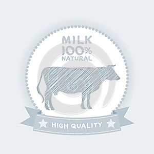 Farm shop, cow milk Diagram and Design Elements in Vintage Style. Vector