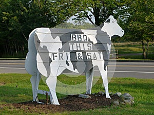 Farm-stand: cow sign barbecue