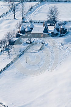 Farm, Stead in Winter at Mountains photo