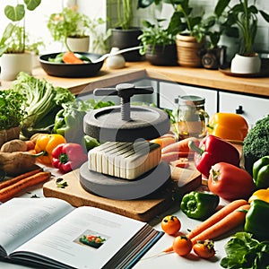 Farm-to-Table Cooking: Organic Vegetables on Wooden Counter